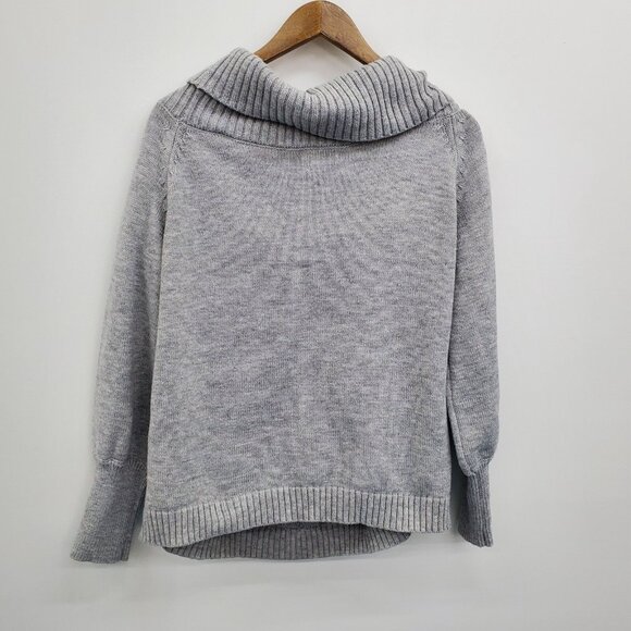Womens 1X Gray Knit Bobble Sweater Pullover Off Shoulder Slouchy Collar Winter - Picture 4 of 15
